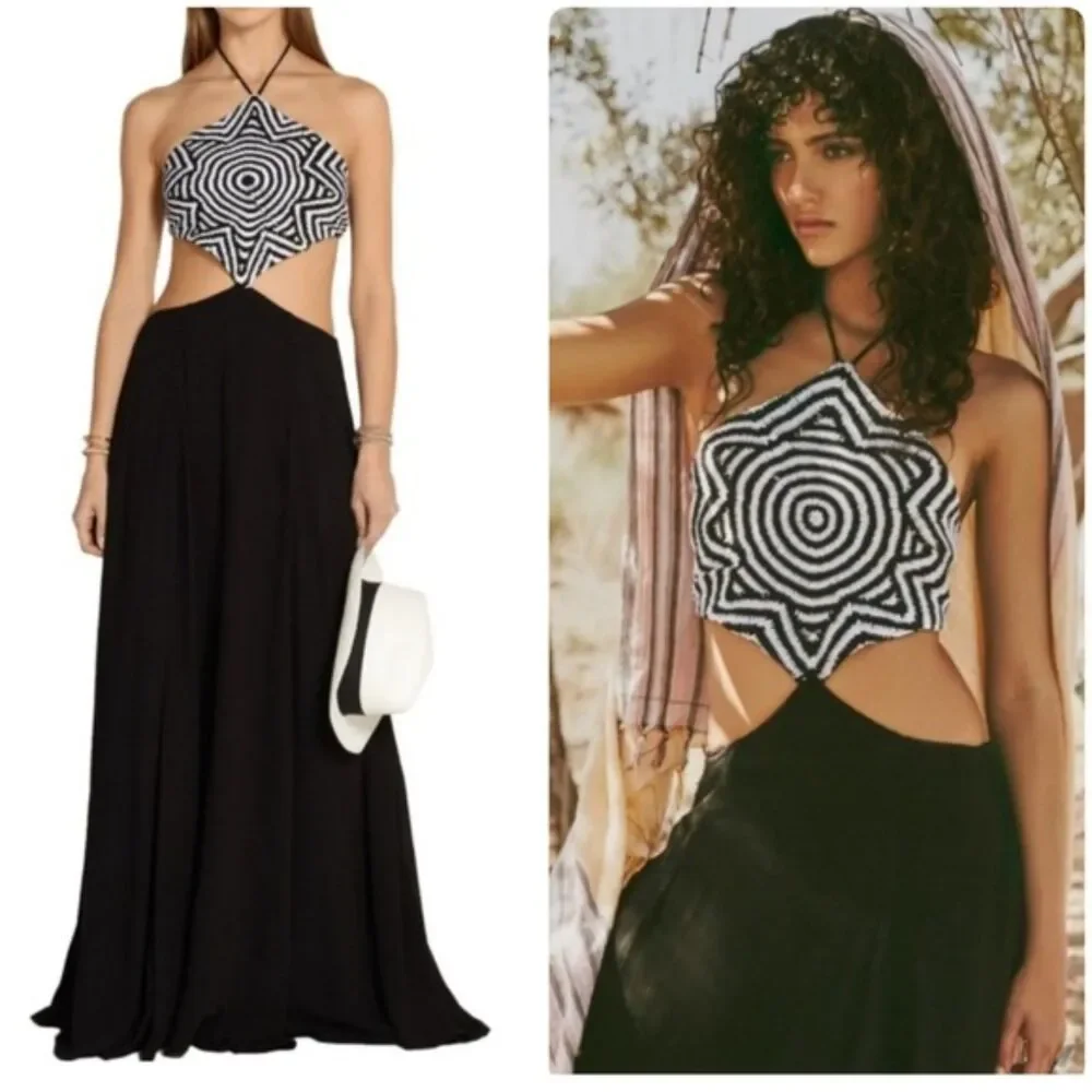 Mara Hoffman Swim Starbasket Black Maxi Dress Size Small - Picture 1 of 16